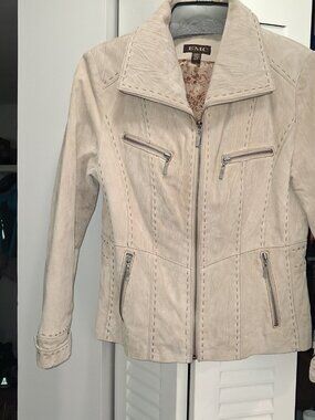 Womens S Real Suede Moto Jacket Beige Asymmetrical Zip Biker Coat Tan Leather